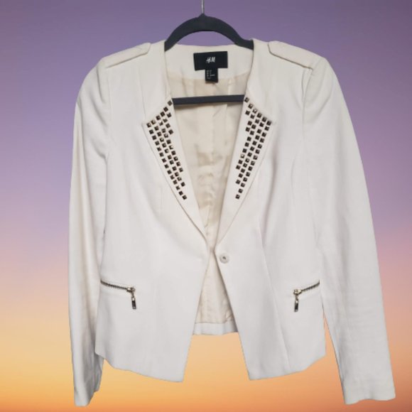 H&M Beige Blazer Jacket with Studs Design. NWOT - Picture 2 of 4